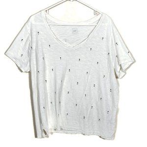 Gap Cream Jeweled Studded 100% cotton T Shirt XL